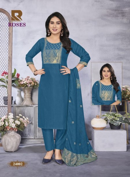 Roses By Raashi Roman Silk Kurti With Bottom Dupatta
