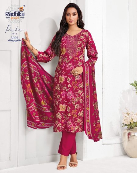 Parker Vol 3 By Radhika Jam Foil Print Kurti With Bottom Dupatta
