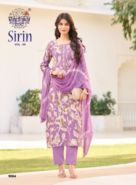 Sirin Vol 9 By Radhika Vertican Foil Printed Kurti With Bottom Dupatta