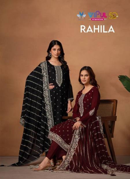 Rahila By Vipul 5901 To 5904 Embroidery Silk Georgette Salwar Kameez Wholesale Market In Surat  Catalog