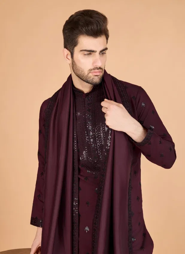 Raj Vastra by Shubhvastra Viscose Silk Mens Kurta With Dupatta Wholesale Online