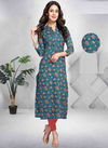 Rajnandini Print A Cotton Regular Wear Straigh Cut Kurti Designer Collection