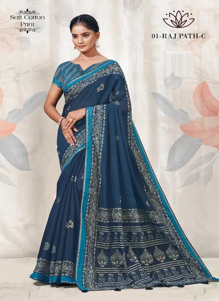 Rajpath 01 By Kalpatru Designer Soft Cotton Sarees Wholesale Shop In Surat
