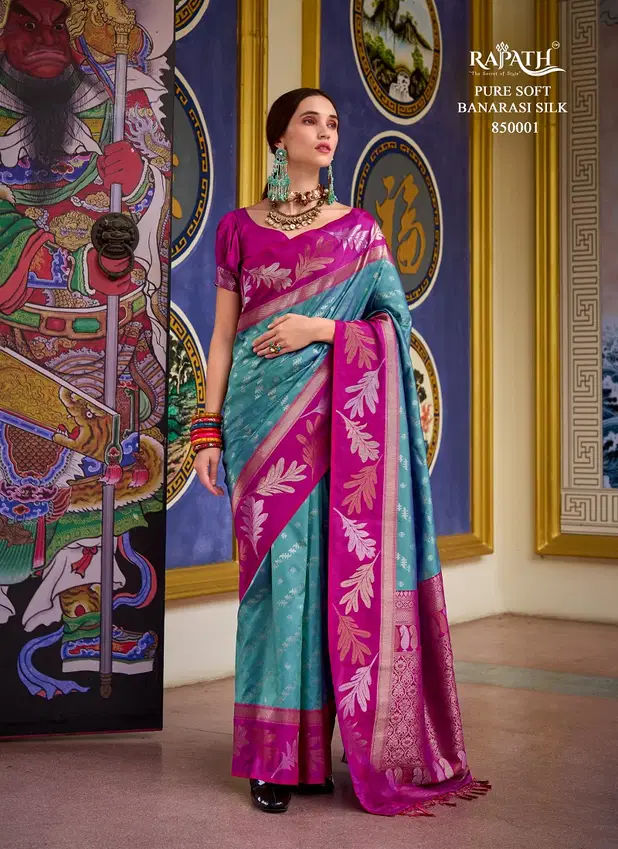 Rajpath Leaf Silk Banarasi Soft Silk Fancy Saree Wholesale Market In Surat