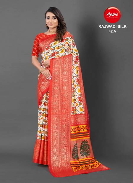 Rajwadi Silk 42 By Apple Dola Silk Printed Sarees Wholesale Market In Surat
 Catalog