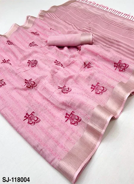Rajyog Sanjoli Handloom Cotton Silk Embroidery Saree Wholesalers In Surat