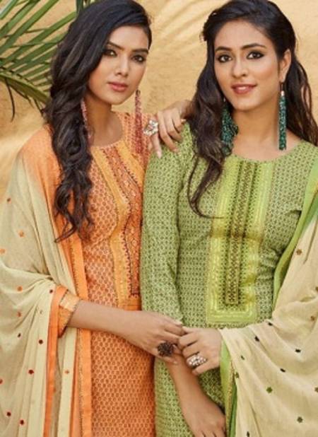 Ramaiya Rose Gold Latest Fancy Ethnic wear Cotton Print With Neck Work Top With Four Side less Dupatta Designer Dress Material Collection
 Catalog