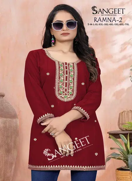 Ramna 2 By Sangeet Rayon Embroidery Wholesale Short Kurti Suppliers In Mumbai
