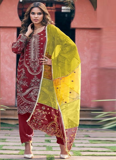 Ramsha R 1133 Organza Embroidery Readymade Pakistani Suit Wholesale Online
