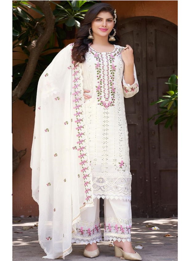 Ramsha R 1179 Cream And Black Georgette Readymade Suits Wholesale Price In Surat
