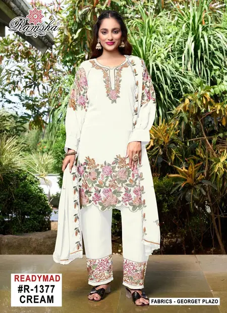 Ramsha R 1377 Nx Cream And Black Georgette Readymade Suits Orders In India