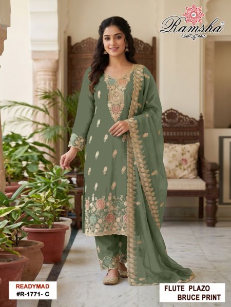 Ramsha R 1771 A To D Kanjivaram Flute Bruce Salwar Kameez