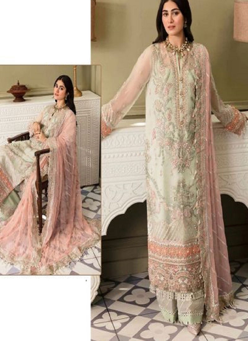 Ramsha R 559 A To D Wholesale Georgette Pakistani Salwar Suits Catalog