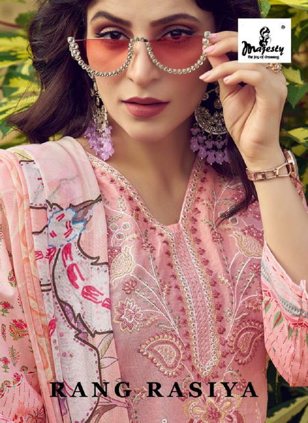 Rang Rasiya By Majesty Embroidery Cotton Pakistani Suit Wholesale Price In Surat
 Catalog