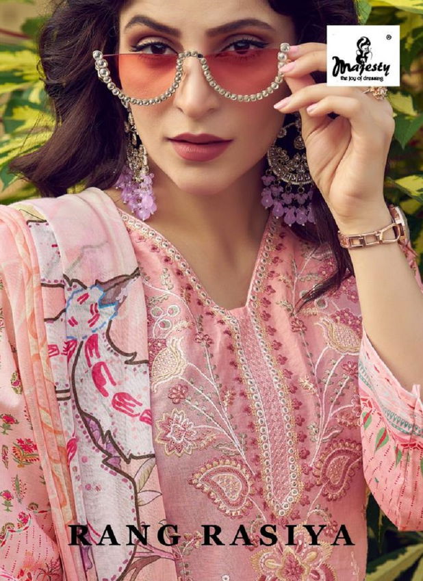 Rang Rasiya By Majesty Embroidery Cotton Pakistani Suit Wholesale Price In Surat
