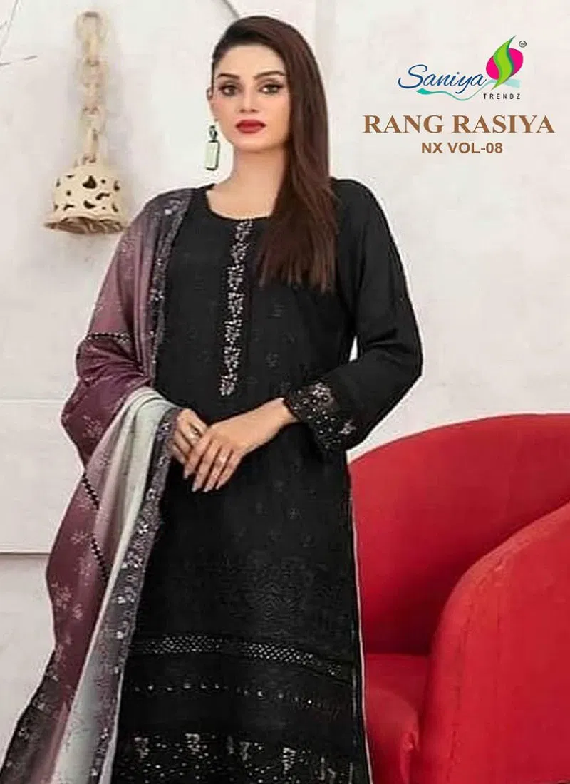 Rang Rasiya Nx Vol 8 By Saniya Cotton Pakistani Dress Material Online Wholesale