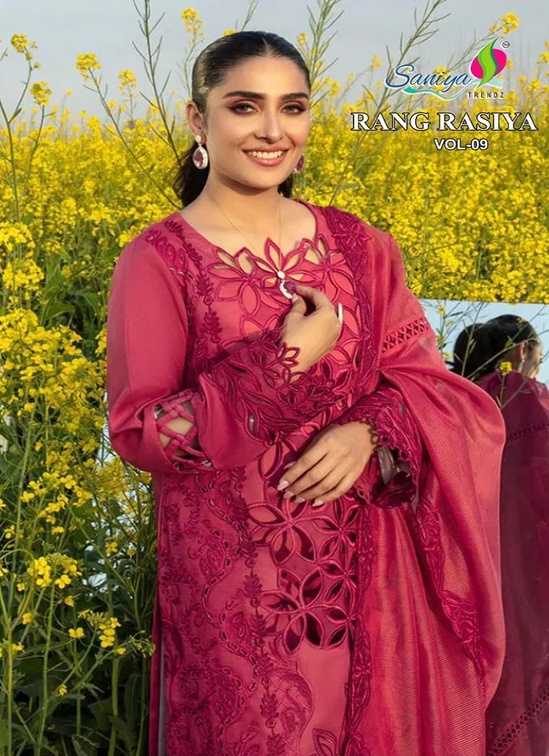 Rang Rasiya Vol 9 By Saniya Cotton Pakistani Dress Material Wholesale In India Catalog