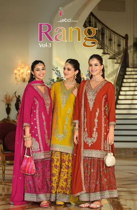 Rang Vol 3 By Eba Chinon Embroidery Bulk Readymade Suits Orders In India
