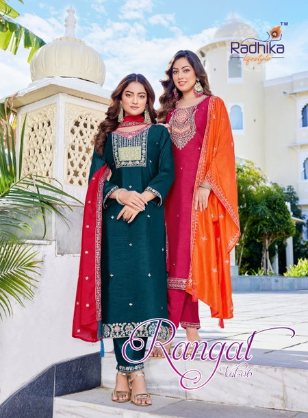 Rangat Vol 6 By Radhika Vichitra Silk Kurti With Bottom Dupatta Suppliers In India
