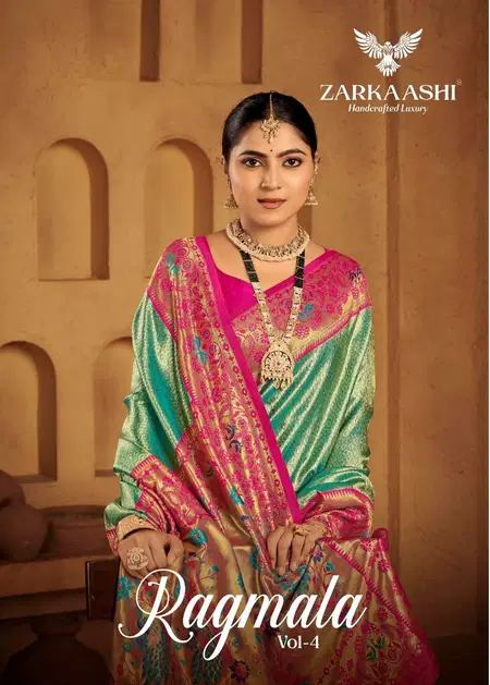 Rangmala Vol 4 By Zarkaashi Banarasi Tissue Saree Suppliers In India