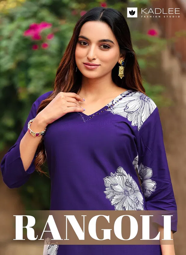 Rangoli By Kadlee Rayon Printed Designer Kurti With Bottom Suppliers In India