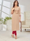 Rangoon Pahel Ethic Wear Designer Heavy Rayon With Value Adition Work Kurtis Collection

