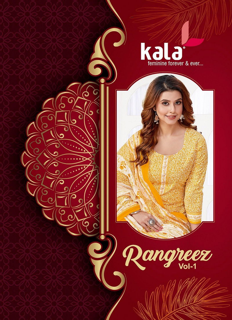 Rangreez Vol 1 By Kala Cotton Printed Kurti With Bottom Dupatta Wholesale Online Catalog