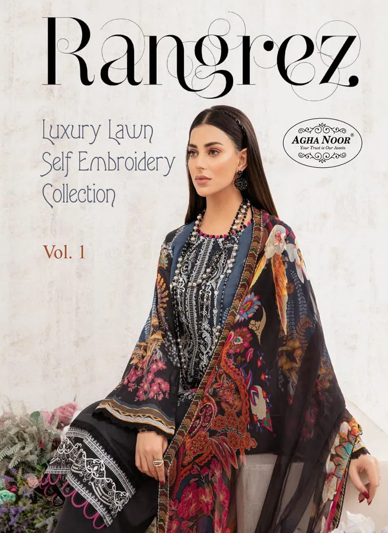 Rangrez Vol 1 By Agha Noor Lawn Cotton Pakistani Dress Material Wholesale Price In Surat Catalog