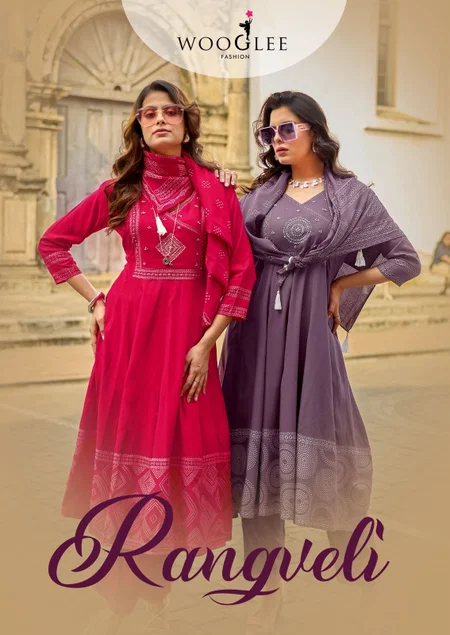 Rangveli By Wooglee Rayon Wholesale Kurti With Bottom Dupatta Suppliers In Mumbai