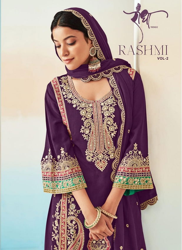 Rashmi Vol 2 Radha Trendz Embroidery Chinon Salwar Kameez Wholesale Market In Surat