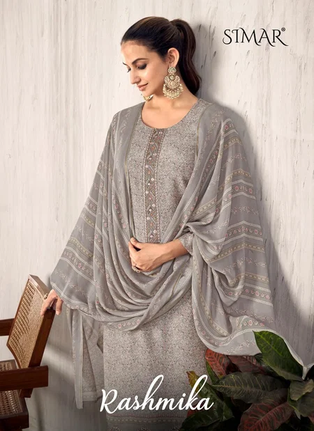 Rashmika By Glossy Viscose Muslin Printed Dress Material Wholesale Online
