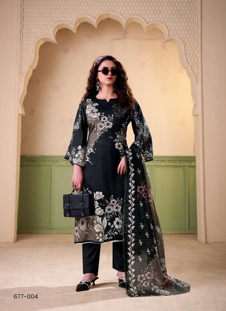 Rawiya by Zulfat Jam Cotton Satin Printed Dress Material Exporters In India