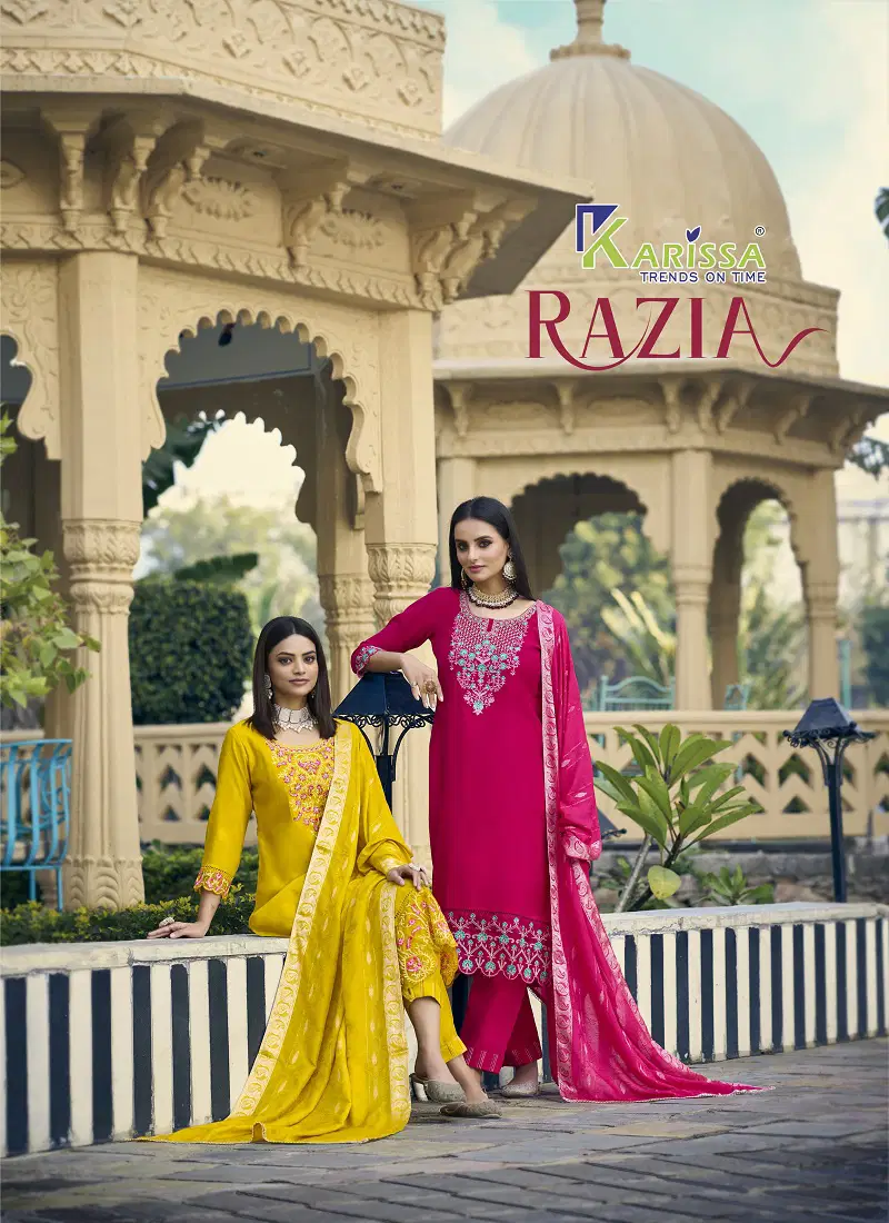 Razia By Karissa Viscose Silk Kurti With Bottom Dupatta Orders In India Catalog