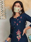 Rc Lichi 2 Latest Designer Straight Neck Mirror Embroidery Work Style Kurti With Bottom Collection