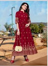Red Festive Wear Designer Long Gown Rang vol 3 Reyon Foil Print Collection 