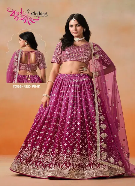 Red Pink Colour Elegance By Zeel Georgette Designer Lehenga Choli Collection