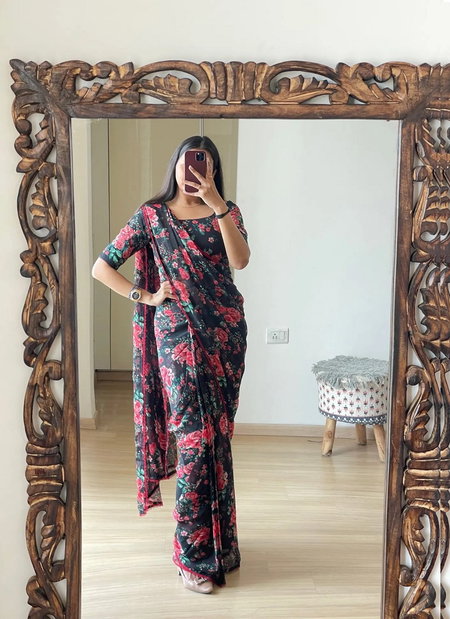 Red Rose By DAC Floral Fox Georgette Designer Readymade Saree Wholesale Shop In Surat