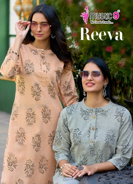 Reeva Vol 1 By Mystic 9 Cotton Flex Printed Kurti With Bottom
