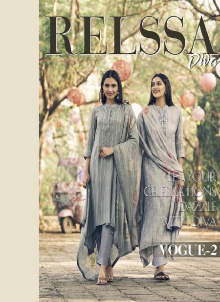 RELSSA VOGUE VOL-2 Designer Festive Wear Pure Maslin Cotton Fancy Embroidery Work With Digital Print top Dupatta And Bottom collection Catalog
