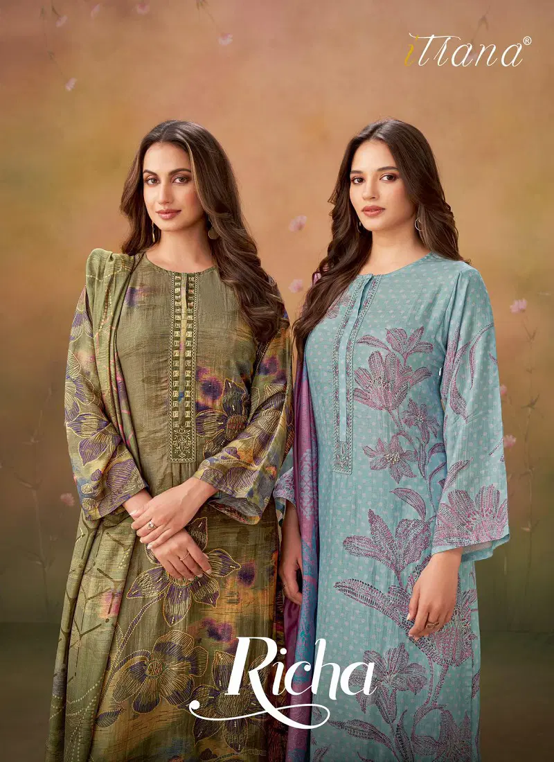 Richa By Sahiba Hand Work Muslin Digital Printed Dress Material Wholesale Price In Surat Catalog