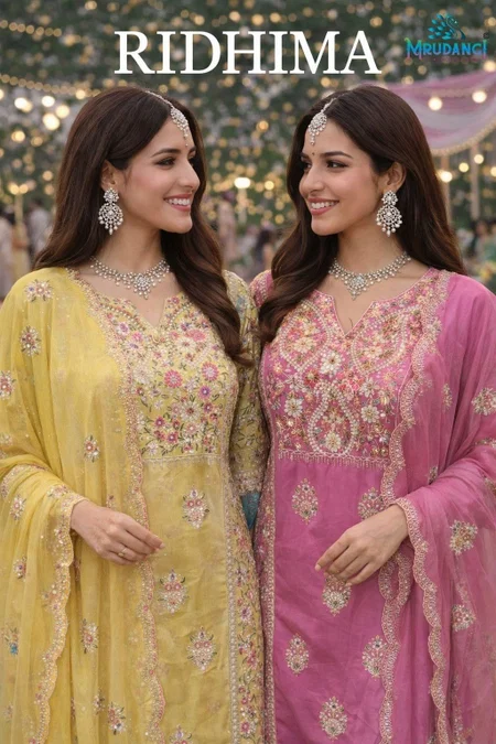Ridhima By Mrudangi Simar Silk Embroidery Salwar Suits Wholesale Market In Surat