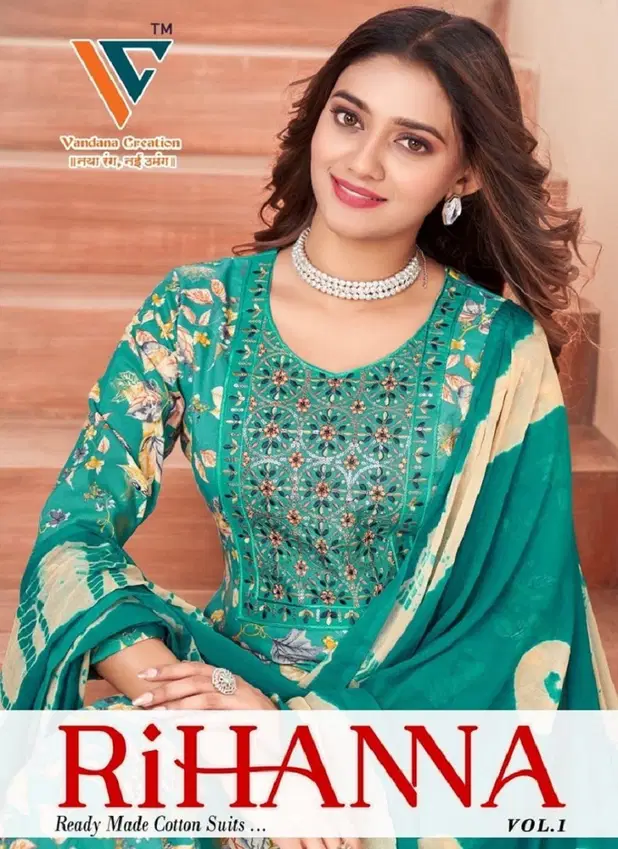 Rihanna Vol 1 By Vandana Rayon Printed Kurti With Bottom Dupatta Wholesale Market In Surat