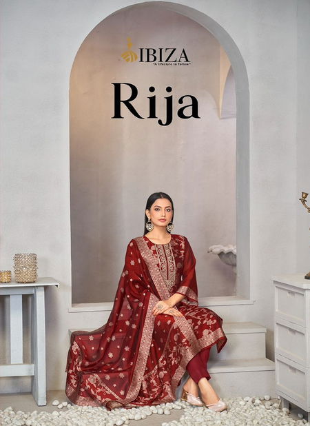 Rija By Ibiza Banglory Silk Jacquard Dress Material Surat Wholesale Market Catalog