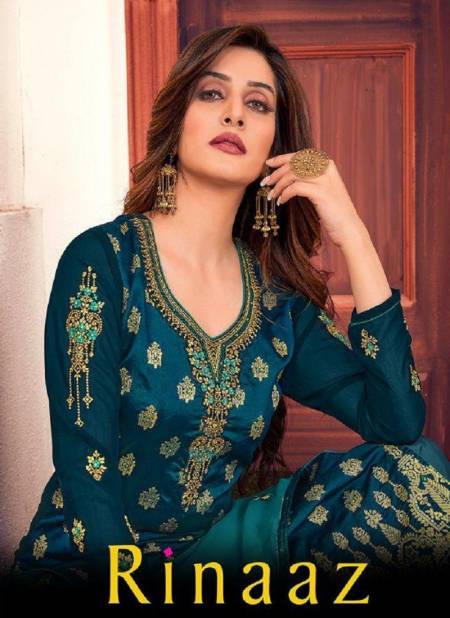 Rinaaz 1001 Series Latest Heavy Embroidery Sequence Work Georgette Designer Suits With Diamond Work Embroidery Lace Patti Dupatta Catalog