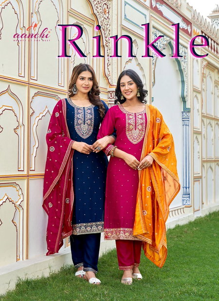 Rinkle By Aanchi Vichitra Embroidery Readymade Suits Wholesale Market In Surat
