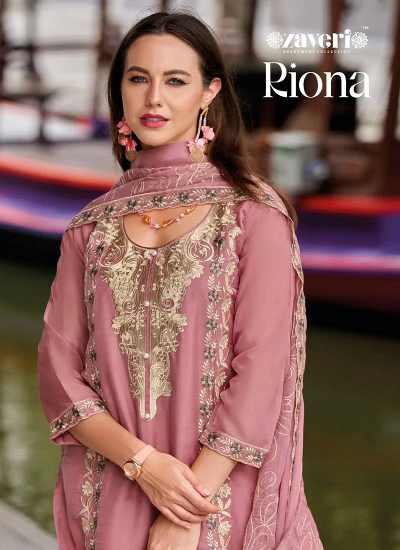 Riona By Zaveri Organza Emboidery Readymade Suits Orders In India Catalog