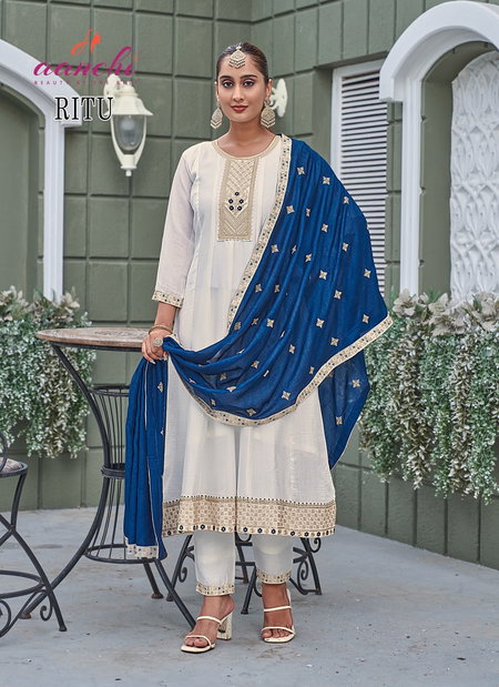 Ritu By Aanchi Vichitra Silk Kurti With Bottom Dupatta Wholesale Online