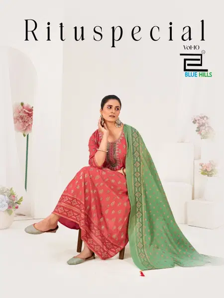 Ritu Special Vol 10 By Blue Hills Rayon Online Anarkali Gown With Dupatta Wholesale 