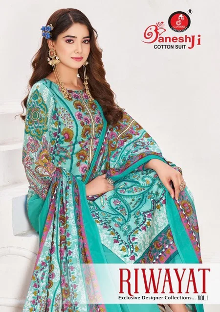 Riwayat Vol 1 By Ganeshji Cotton Printed Readymade Pakistani Suits 