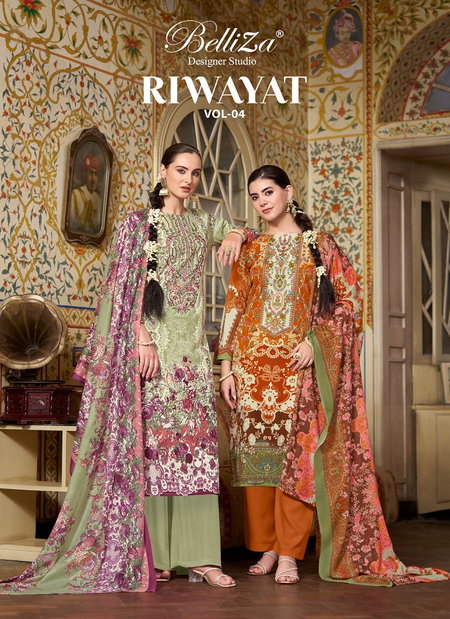 Riwayat Vol 4 By Belliza Viscose Rayon Digital Printed Dress Material Wholesale Online
